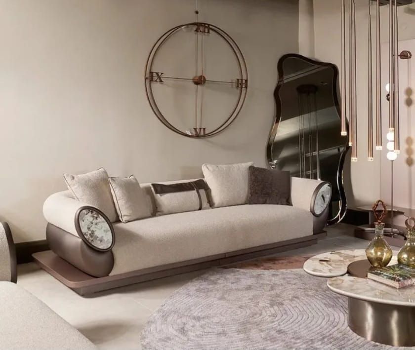 Mobileria Three Seater Sofa with Rounded Arm Ends